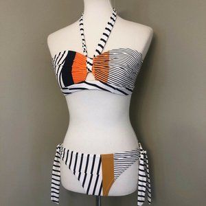 Anthropologie Mermaid Navy Striped Bikini Size S/M